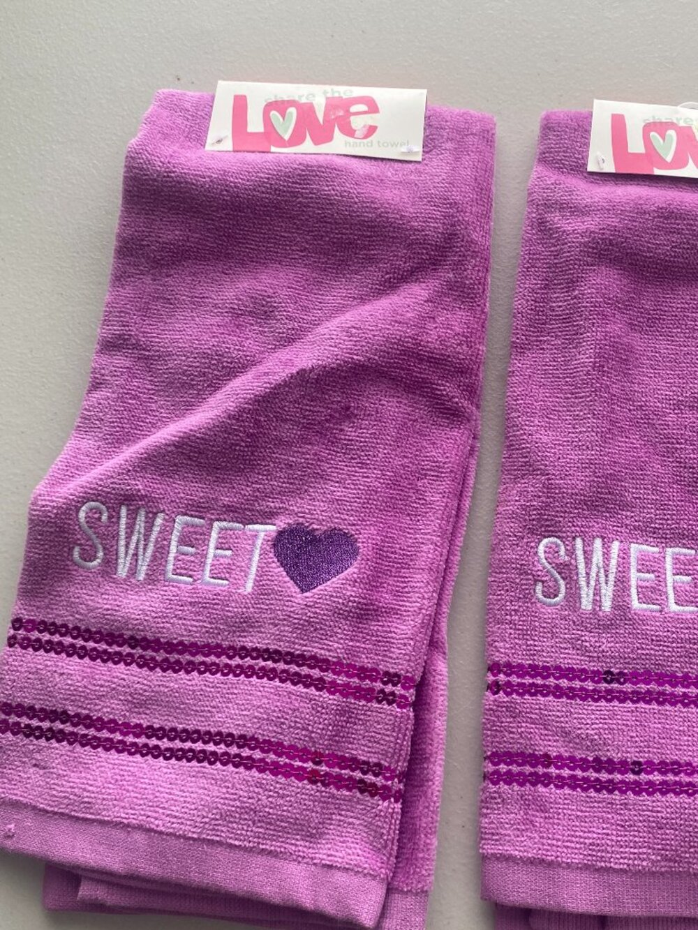 Share The Love Sweet heart Kitchen purple sequins 1 Hand Towel  By Kohl's